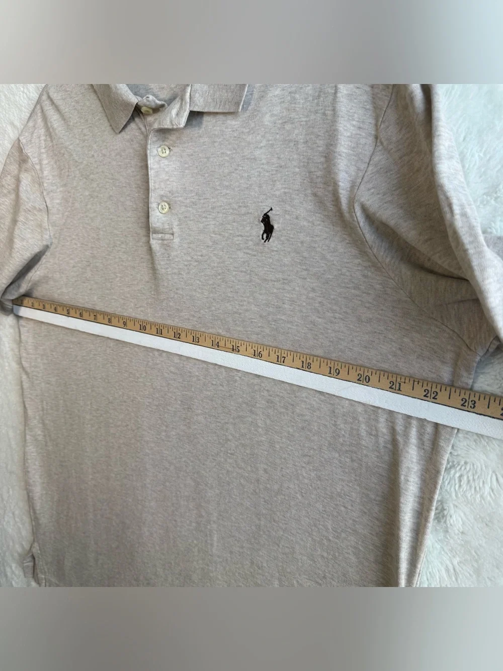 Polo Ralph Lauren Shirt Men’s Large Beige Classic Fit Pony Casual Preppy Office